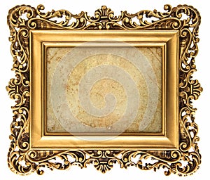 Baroque style golden picture frame with canvas