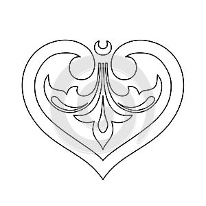 Baroque style heart shape. St. Valentine\'s Day symbol. Love tattoo design.