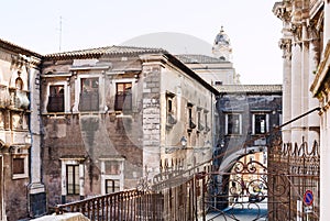 Baroque style houses in Catania city, Sicily, photo