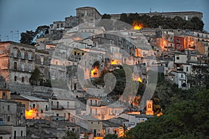 The baroque town of Ragusa Ibla at evening