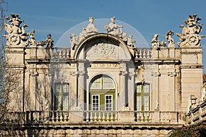Baroque wing and statuary. National Palace. Queluz. Portugal