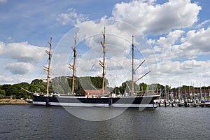 Barque at the harbor of Lubeck-Travemunde