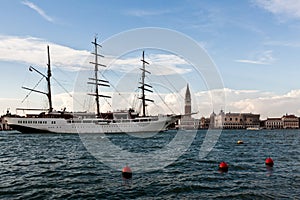 Barque sailing ship, Doge Palace, Venice, Italy