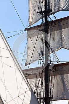 Barquentine yacht sails and rigging