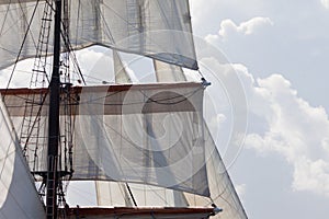 Barquentine yacht sails and rigging background