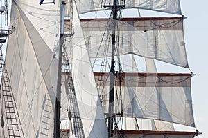 Barquentine yacht sails and rigging background