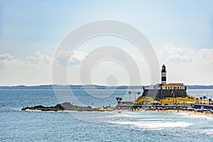 Barra beach and lighthouse seen from afar