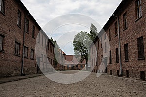 Between barrack blocks in the Nazi Concentration Camp Auschwitz