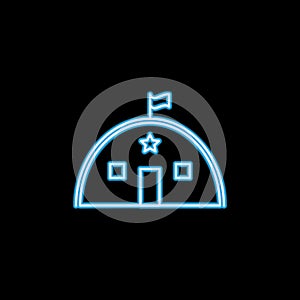 Barracks, military tent icon in neon style. One of Military collection icon can be used for UI, UX