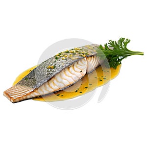 barramundi fillet, pan-seared with a lemon and butter sauce, ,