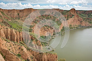 Barrancas de BurujÃ³n, CastrejÃ³n reservoir, Guadamur, Toledo. Copy-space