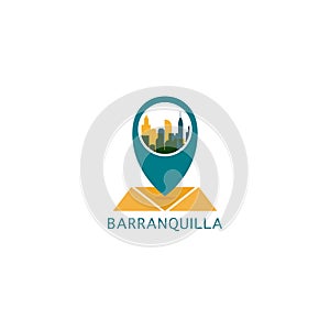 Barranquilla city map pin point vector logo