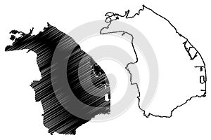 Barranquilla City Republic of Colombia, Atlantico Department map vector illustration, scribble sketch City of Barranquilla map