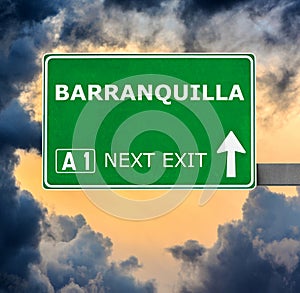 BARRANQUILLA road sign against clear blue sky