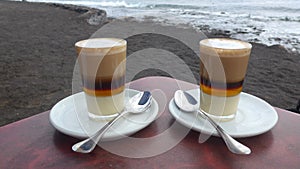 Barraquito, a typical spanish coffee specialty in Tenerife photo