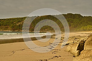 Barras Beach Cangas, Pontevedra Footprints on the beach. photo
