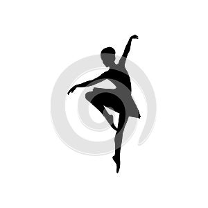 Barre silhouette, Silhouette of female ballet dancer isolated on a white