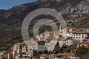 Barrea, L`Aquila, Abruzzo. Barrea is a small village in Abruzzo, perched on a rocky mountain spur.