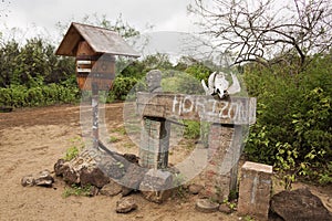 Barrel as post box on Floreana Island.