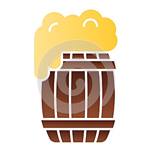Barrel of beer flat icon. Wooden keg with froth color icons in trendy flat style. Pub gradient style design, designed