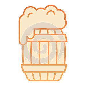 Barrel of beer flat icon. Wooden keg with froth orange icons in trendy flat style. Pub gradient style design, designed