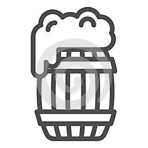 Barrel of beer line icon. Wooden keg with froth vector illustration isolated on white. Pub outline style design