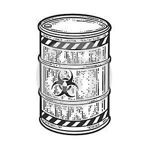 Barrel with Biological hazard sign sketch vector