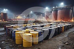 Barrel with hazardous waste industrial area