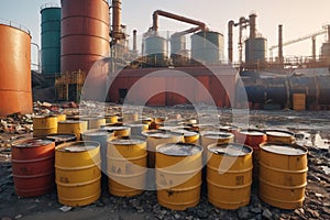 Barrel with hazardous waste industrial area