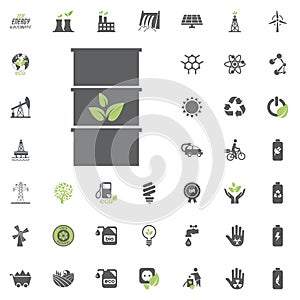 Barrel icon. Eco and Alternative Energy vector icon set. Energy source electricity power resource set vector.