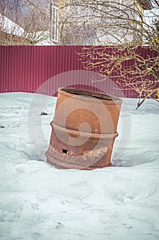 a barrel for incineration of garbage photo