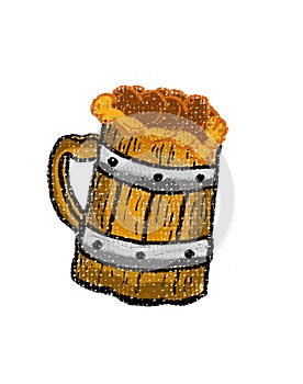 barrel mug with beer is delicious