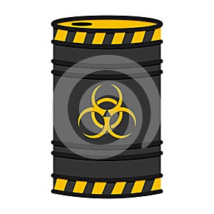 Barrel with nuclear pollution. Biohazard, Radioactive, Toxic waste
