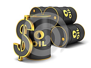 Barrel of oil and dollar sign