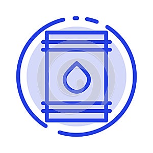 Barrel, Oil, Fuel, flamable, Eco Blue Dotted Line Line Icon