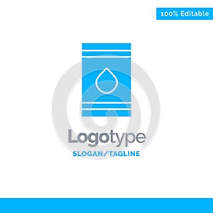 Barrel, Oil, Fuel, flamable, Eco Blue Solid Logo Template. Place for Tagline