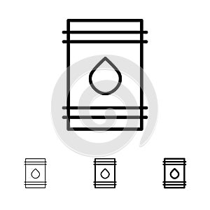 Barrel, Oil, Fuel, flamable, Eco Bold and thin black line icon set