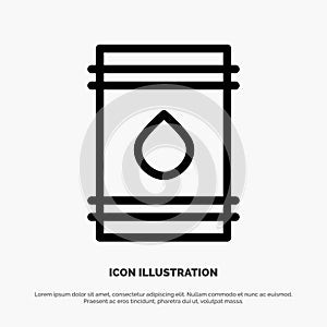 Barrel, Oil, Fuel, flamable, Eco Line Icon Vector