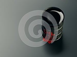 Barrel with oil and red paint isolated