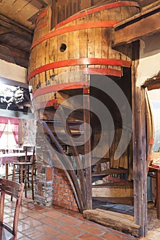 Barrel shaped stairs in an old pub