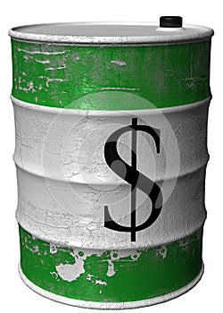 Barrel with a symbol of dollar