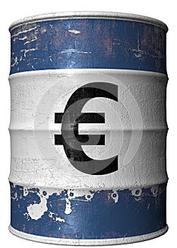 Barrel with a symbol of euro