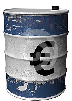 Barrel with a symbol of euro rotated