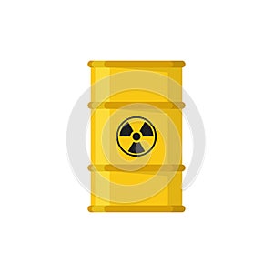 Barrel waste drum. Flat yellow illustration. Isolated vector