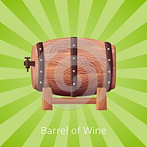 Barrel of Wine Icon Vector Illustration on Green