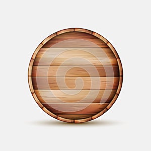 Barrel Wooden Sign Vector. Wooden Barrel Signboard For Cafe, Restaurant, Bistro, Brasserie, Beer, Wine Or Whiskey.