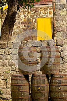 Barrels in brewery, St Kitts, Caribbean