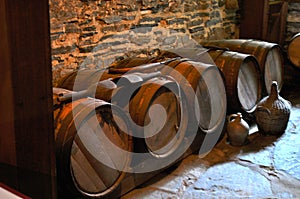 Wine Wood Barrels in Dungeon
