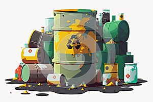 Barrels with environmentally harmful waste that threatens the planet earth