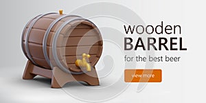 Barrels made of natural wood for quality drinks. Containers for beer, wine, whiskey, rum